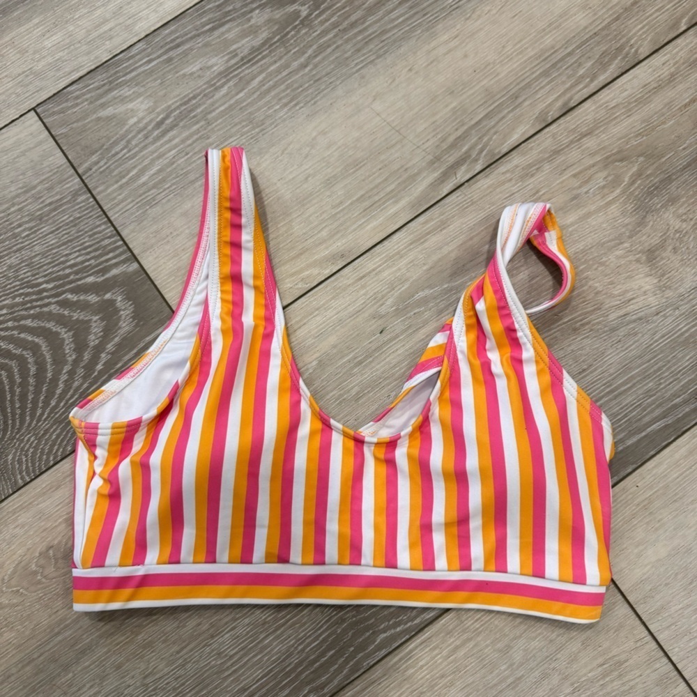 Pink lily stripe  swim top
